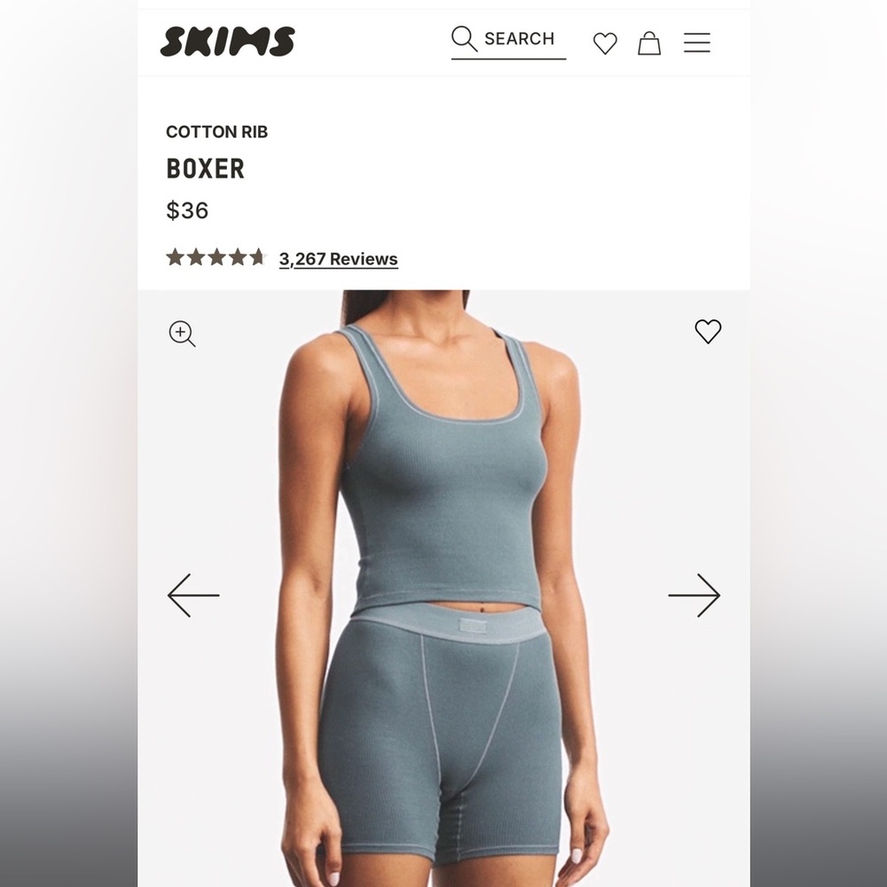 SKIMS Cotton Rib Boxer Set Kyanite